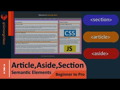 HTML Tutorial - Beginner to Pro - 017 - Semantic Elements - Article, Aside and Section Elements