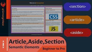 HTML Tutorial - Beginner to Pro - 017 - Semantic Elements - Article, Aside and Section Elements
