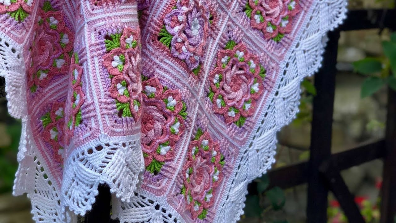 Анонс МК . Детский плед из цветочных мотивов крючком .(Плед на продажу- Есть в наличии) (22.01.25)