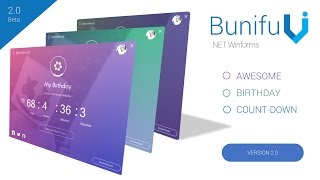Famous AWESOME BIRTHDAY COUNT-DOWN TIMER -MODERN GRADIENT  UI   -  C#, VB.Net  programming-   Bunifu UI 2.0 Profile