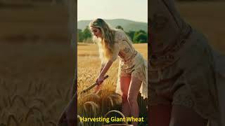 Harvesting Giant Wheat Fantasy Macro With Blonde Model