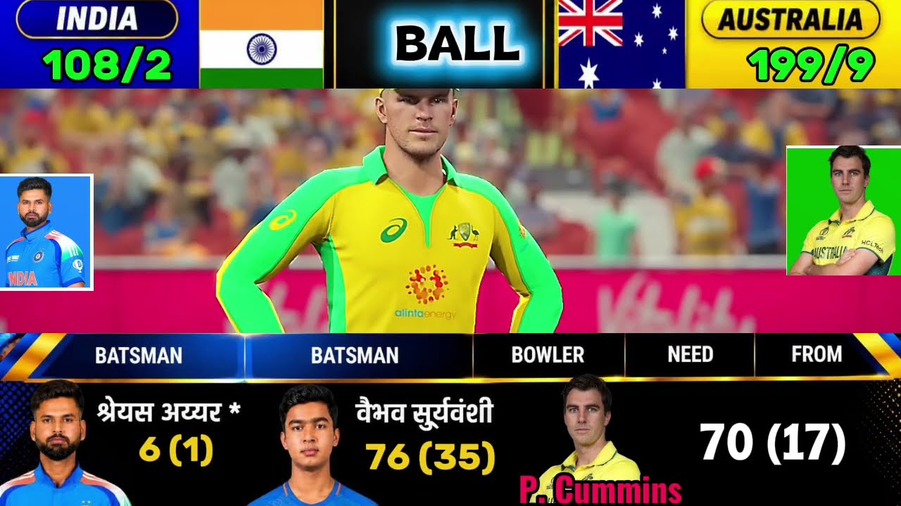 India Vs Australia 1st T20  Highlights Gameplay - वैभव सूर्यवंशी की तूफानी पारी | Score, Commentary
