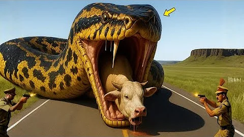 Heroic Rescue: Brave Team Saves Mother Cow from Giant Python Attack