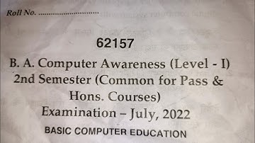 B.A computer awareness 2nd sem basic computer education question paper