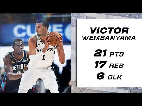 Victor Wembanyama Tallies SIX BLOCKS in Win vs Detroit!