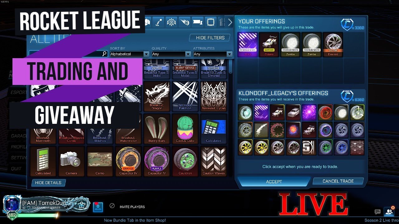 Live Rocket League / PC TRADING / Champion *Ranked* Gameplay