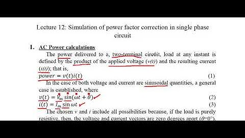 Simulation of power factor correction in single phase circuit