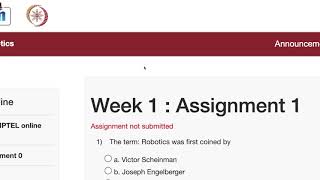 NPTEL  Robotics | Quiz: Week 1: Assignment 1 Solution | Note - Question No:-3 answer is George Devol