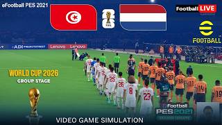 eFootball PES 2021 Tunisia vs Netherlands - Video Game Simulation | World Cup 2026 Gameplay