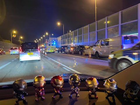 直擊 - (意外後現場) 吐露港公路往九龍方向近元洲仔，多車串燒