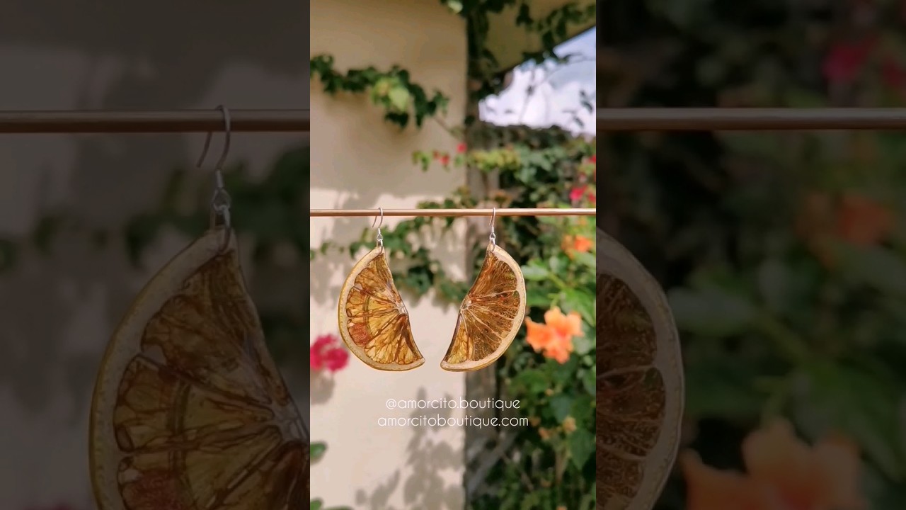 How to make real fruit earrings/Resin Earrings/Lemon Earrings/ 