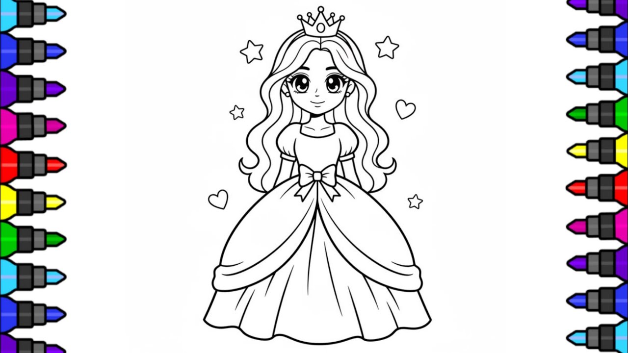 Princess Drawing for Kids Easy 🎨 | How to Draw a Cute Princess Step By ...