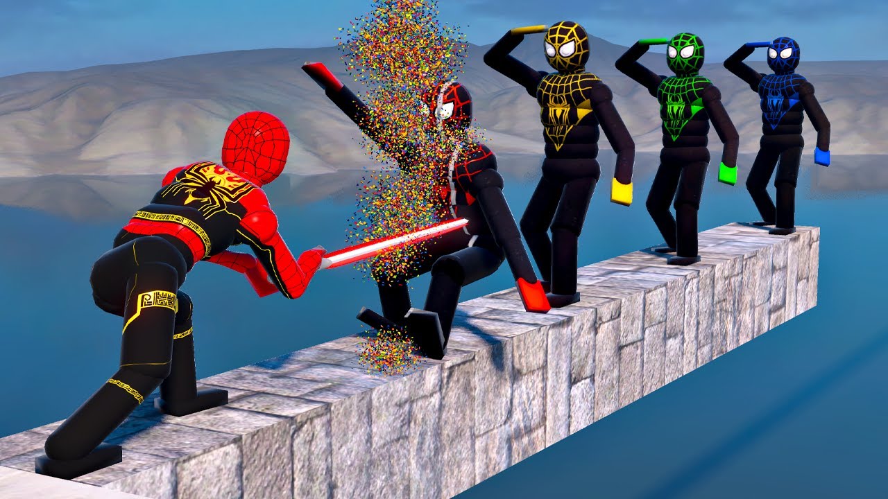 Spider-Man vs. Idle NPCs | Crazy Ragdoll Physics Lightsaber Action!