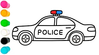 Belajar menggambar mobil polisi! Cara mudah dan indah menggambar mobil untuk anak-anak dan balita