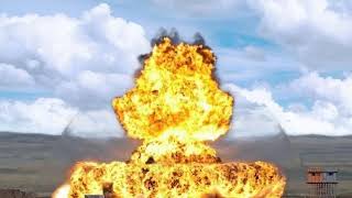 Explosion with a visible shockwave