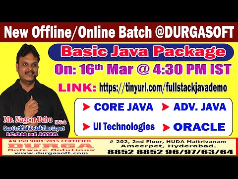 Basic Java Package Offline/Online Training @ DURGASOFT