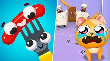 Fork N Sausage VS Kitten Scape Hide Game - All Levels Gameplay Android iOS