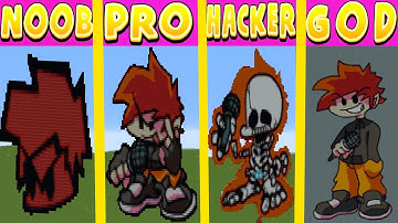 Minecraft Pixel Battle NOOB vs PRO vs HACKER vs GOD FNF Flare-Side Boyfriend