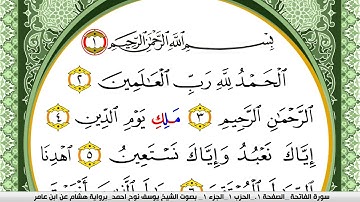 سورة الفاتحة مكتوبة يوسف نوح احمد برواية هشام عن ابن عامر Surah Al-Fatihah - narrated by Hisham