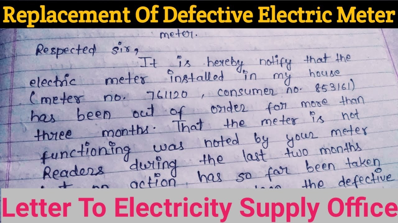 application letter for electricity meter name change