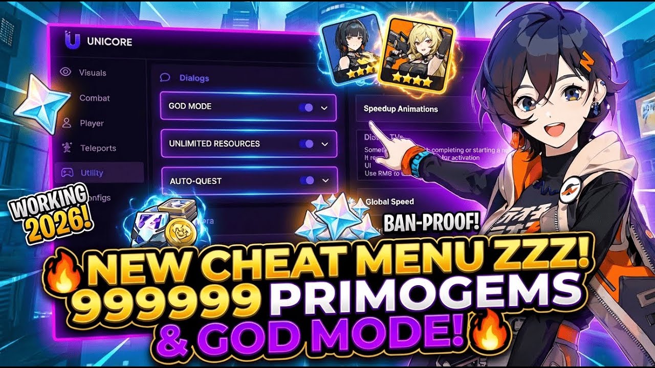 💎 Zenless Zone Zero Cheat | Dumb Enemies + Auto Skip + Mob Vacuum + FOV Changer | Best PC ⚡