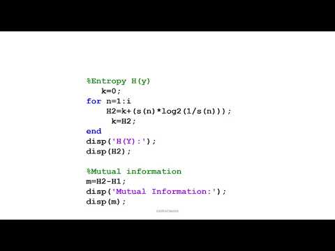 MATLAB PROGRAM for Entropy and Mutual Information of Noiseless channel