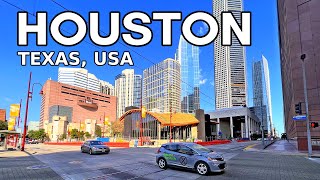 Texas Ghost Town: HOUSTON, USA. Walking in downtown Houston - 4k