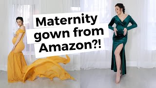 Amazon Maternity Dress Haul | Photoshoot \& Review of inexpensive maternity gowns