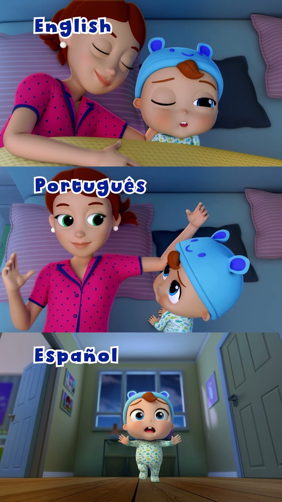 Ten in the Bed BUT in Spanish \u0026 Portuguese! #LittleAngel Nursery Rhymes