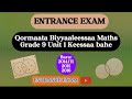 Grade 9 Maths Unit 1 Entrance Exam | Important Questions & Answers in Afan Oromo