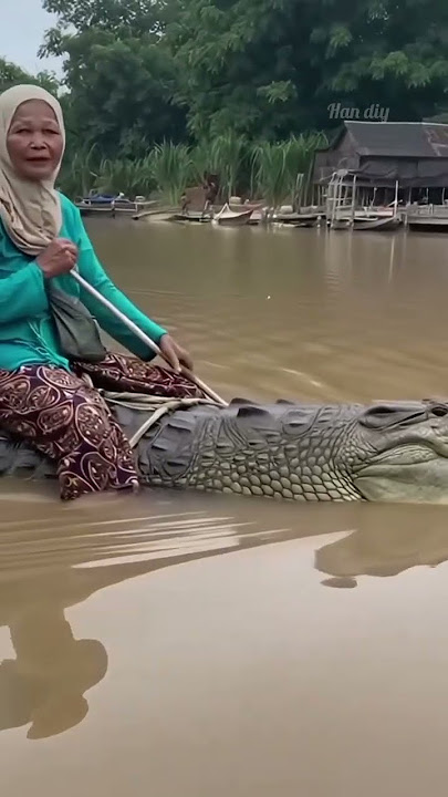 nenek pergi pasar naik buaya😱 #animals #cute #sora2 #veo3 #fypシ