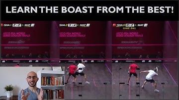PSA Squash: Amr Shabana vs. Nick Matthew - LEARN THE BOAST! Technique, tactics & coaching tips!