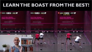 PSA Squash: Amr Shabana vs. Nick Matthew - LEARN THE BOAST! Technique, tactics & coaching tips!