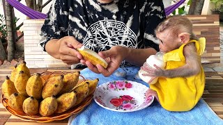 Mom Slicing Ripe Banana Feeding Lil Jessi