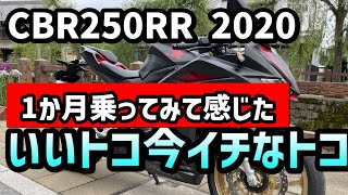 【CBR250RR】CBR250RR 2020年モデル 納車から1ヶ月が経ちました！今まで乗ってきて気がついたニダボのいい点と悪い点をあげてみました！