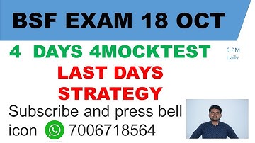 FULL MOCK TEST 1LAST DAYS STRATEGY FOR  BSF CISF JKP SSC JKSSB CLASS IV