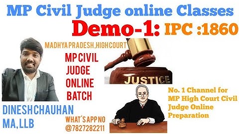 IPC(Indian Penal Code) -1860: MP High Court Civil Judge(Online Classes) :Demo-1