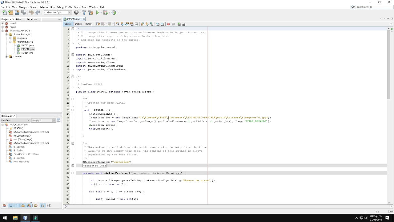 Triangulo de pascal java YouTube