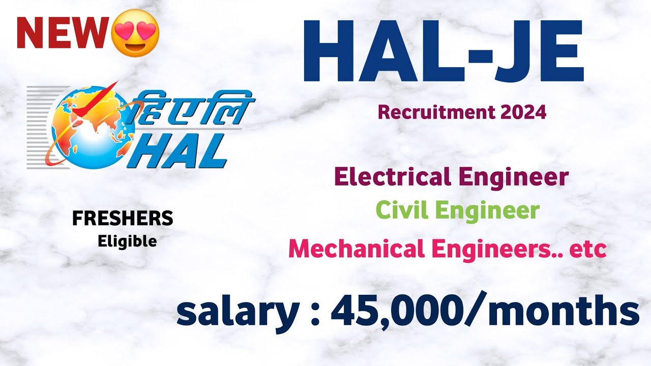 HAL Junior Engineer Recruitment 2024 | Freshers| job vacancy 2024 | HAL ...