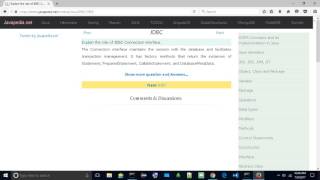 Explain the role of JDBC Connection interface. | javapedia.net