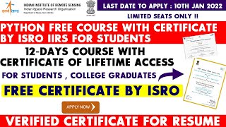 Isro Free Python Course For Students  Isro Free Online Certificate Courses  Isro Free Certificate
