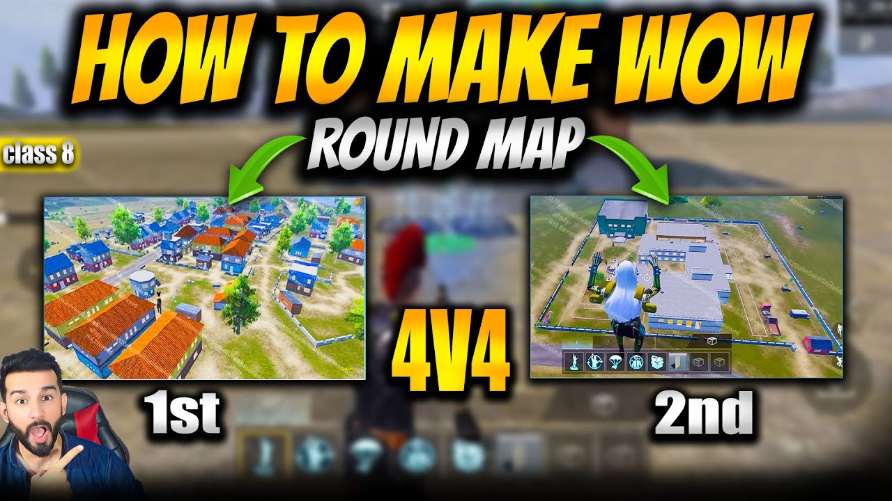 HOW TO MAKE 4V4 ROUND MAP IN WOW MODE PUBG MOBILE | CREATE 2 ROUND ...