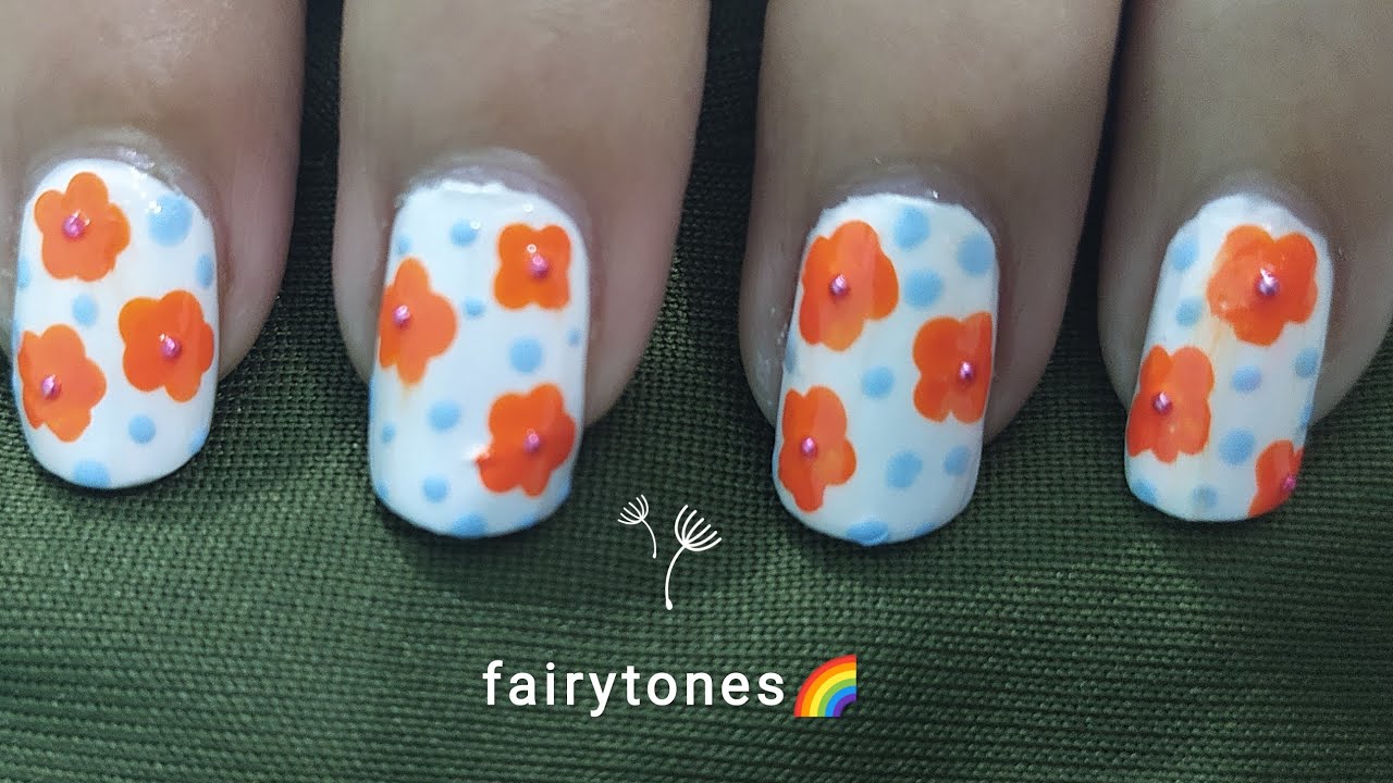 Easy flower nail art using Toothpick only Without tools nail art