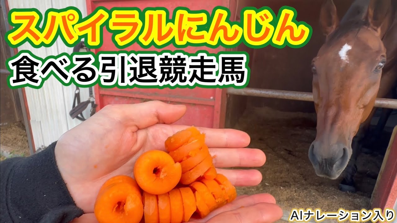Retired Racehorse Eats Spiral Carrots (with AI Narration) - YouTube