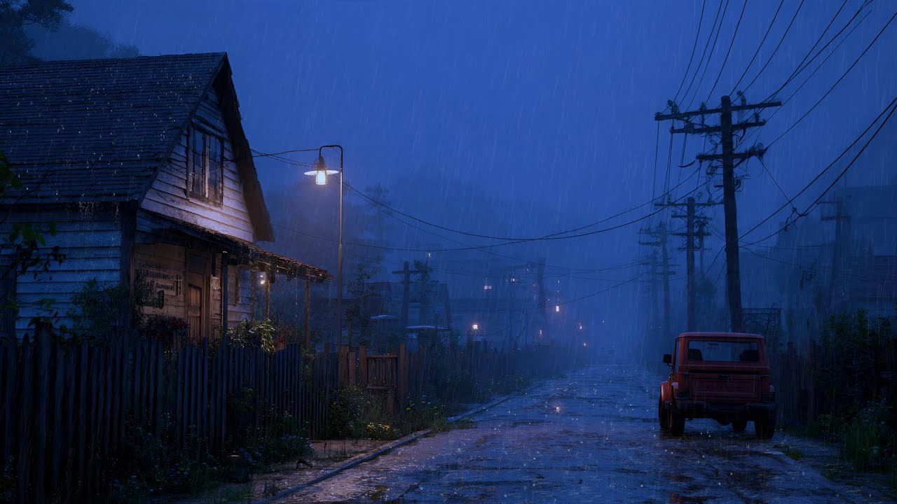 🎧 Relaxing Rain Ambience on a Lonely Village Road | 12 Hours for Deep Sleep