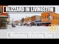 Blizzard Walking Tour - Livingston Montana - 4K City Walks - Virtual Travel Walking Treadmill Walk