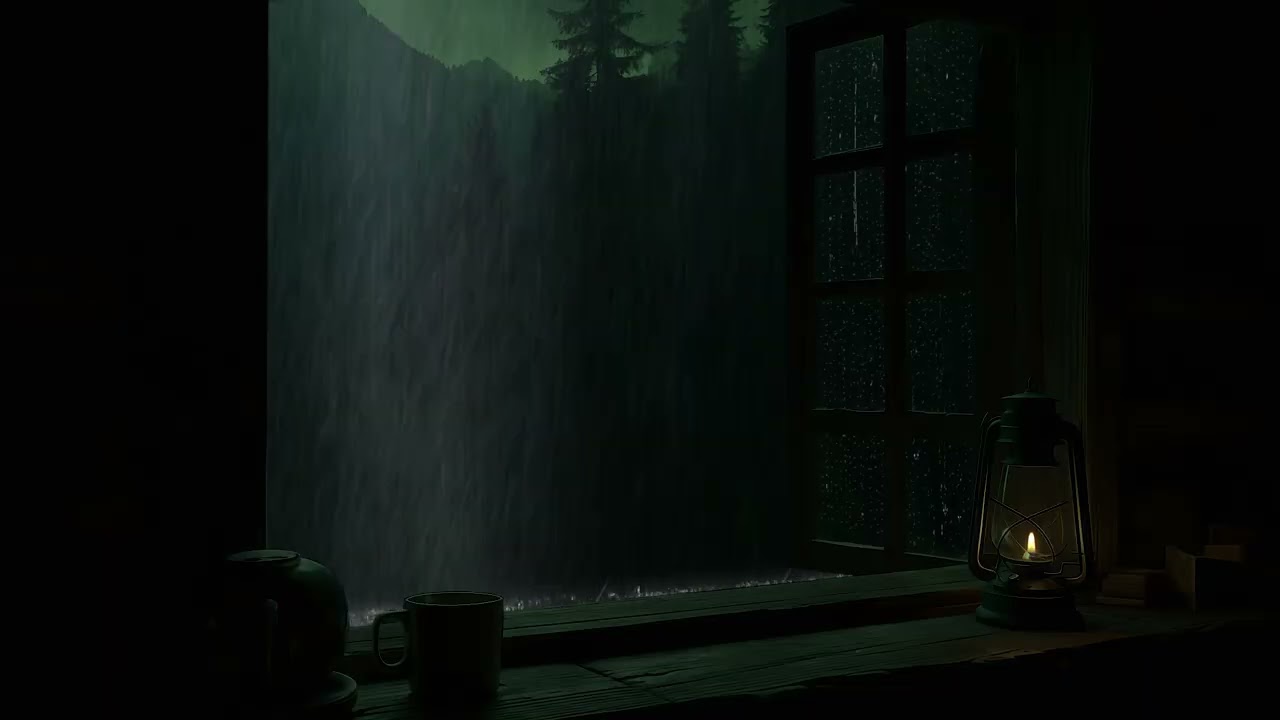 Midnight Rain on Window & Cozy Bedroom Ambience 🌙🌧️ Deep Sleep Sounds for Calm, Warm Relaxation