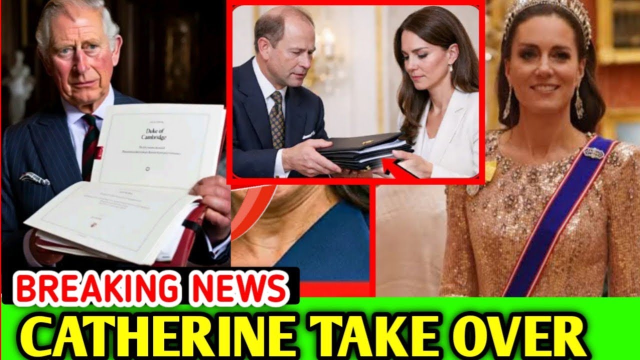 King Charles officially handing of the crown of the queen of England to Kate Middleton after Camilla