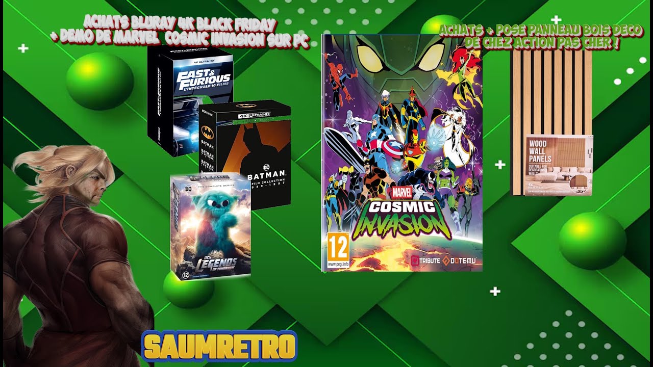 achat panneau deco chez action !! + bluray black friday + gameplay marvel comics invasion demo !!