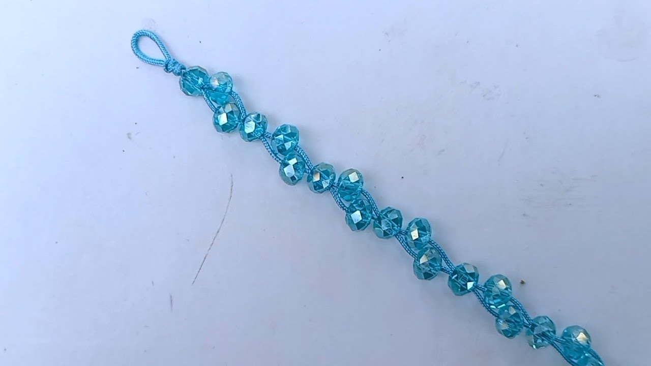 EASY SIMPLE BEADS MACRAME BRACELET TUTORIAL, CARA MEMBUAT GELANG MOTE KRISTAL MOTIF